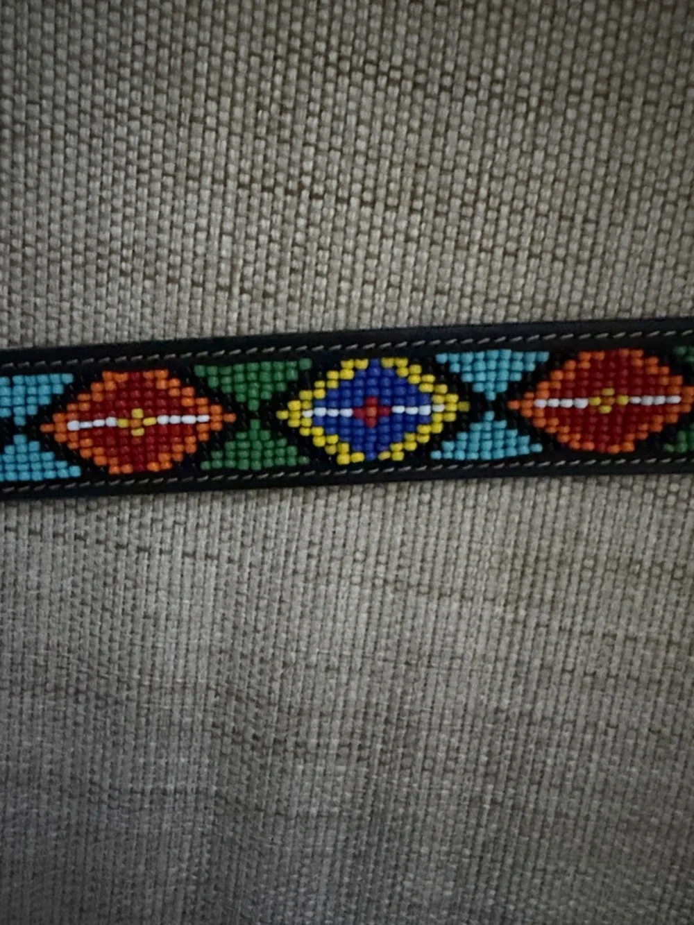 Vintage Gap beaded leather belt Southwestern, Aztec Native American inspired